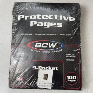 BCW 9 Pocket Protective Pages - Trading Card 2 1/2 X 3 1/2 - 100 Clear Pages